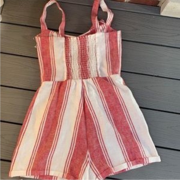 Reformation Linen Stripe Coconut Romper 10 EUC - Picture 8 of 9